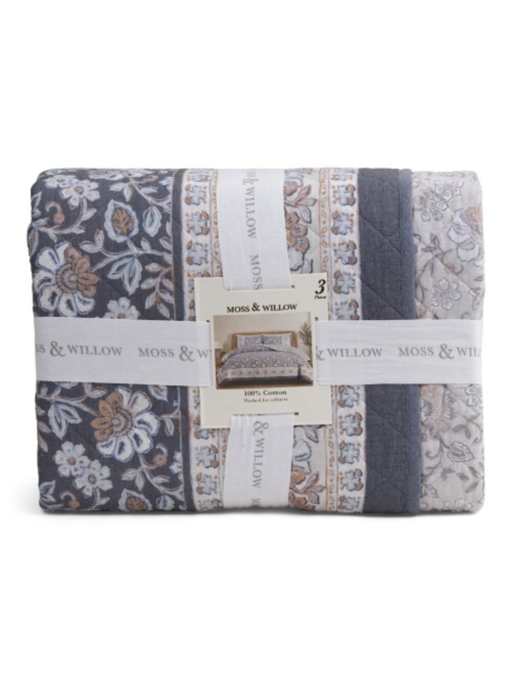 MOSS & WILLOW 3pc Riviera Jacobean Border Quilt Set